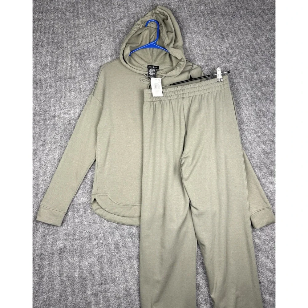 Max & Mia Women's 2-Piece Hoodie Lounge Set, Dark Sage (Green), Size XS